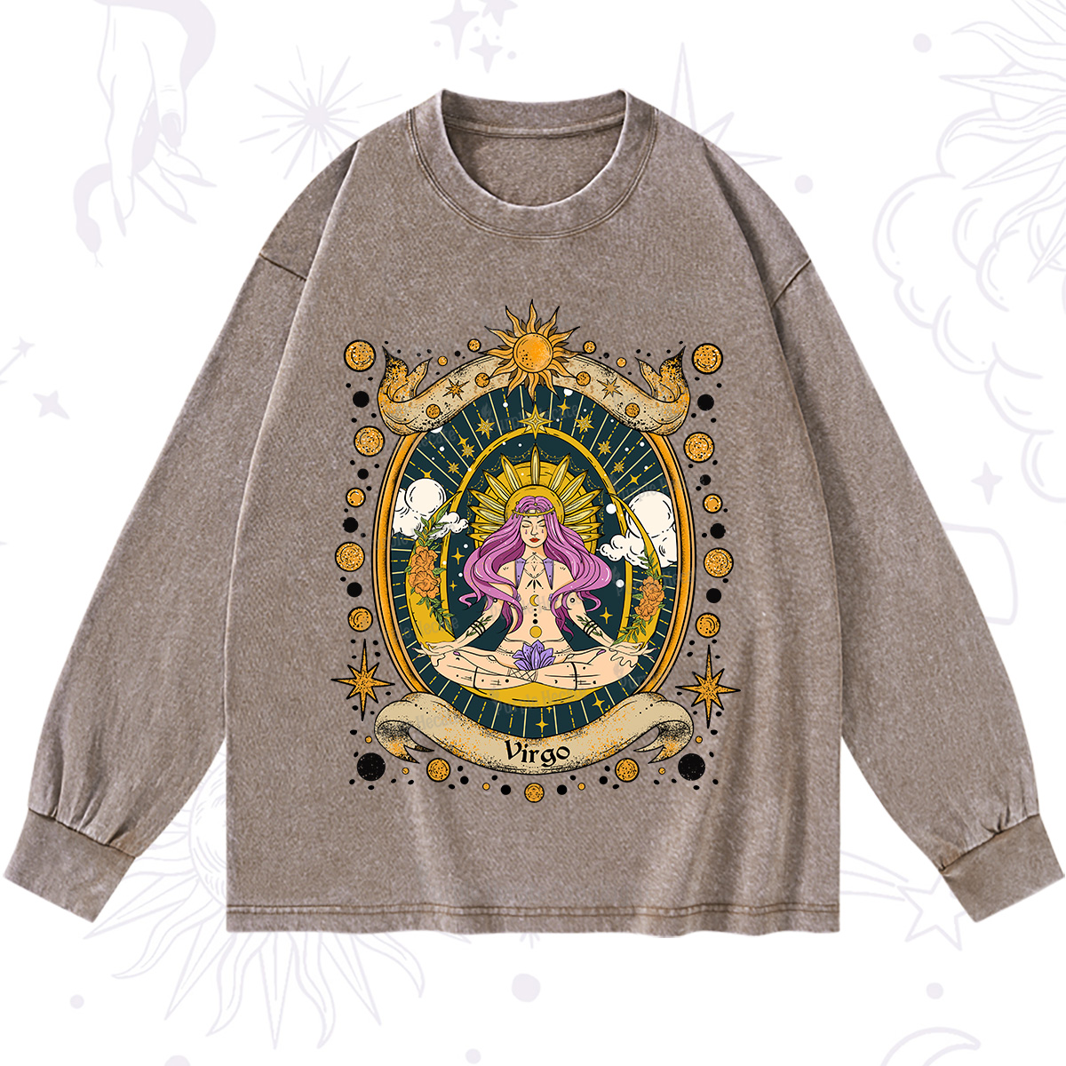 Purplehecate Virgo Radiance Zodiac Washed Long Sleeve Shirt