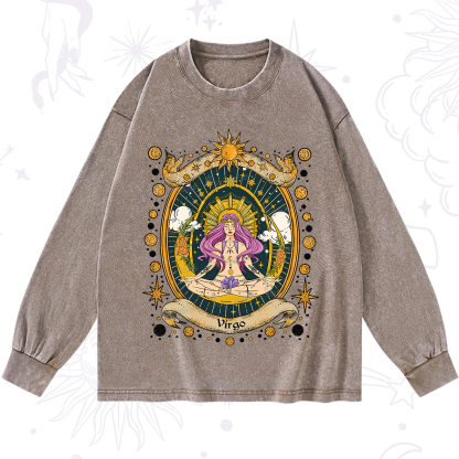 Purplehecate Virgo Radiance Zodiac Washed Long Sleeve Shirt