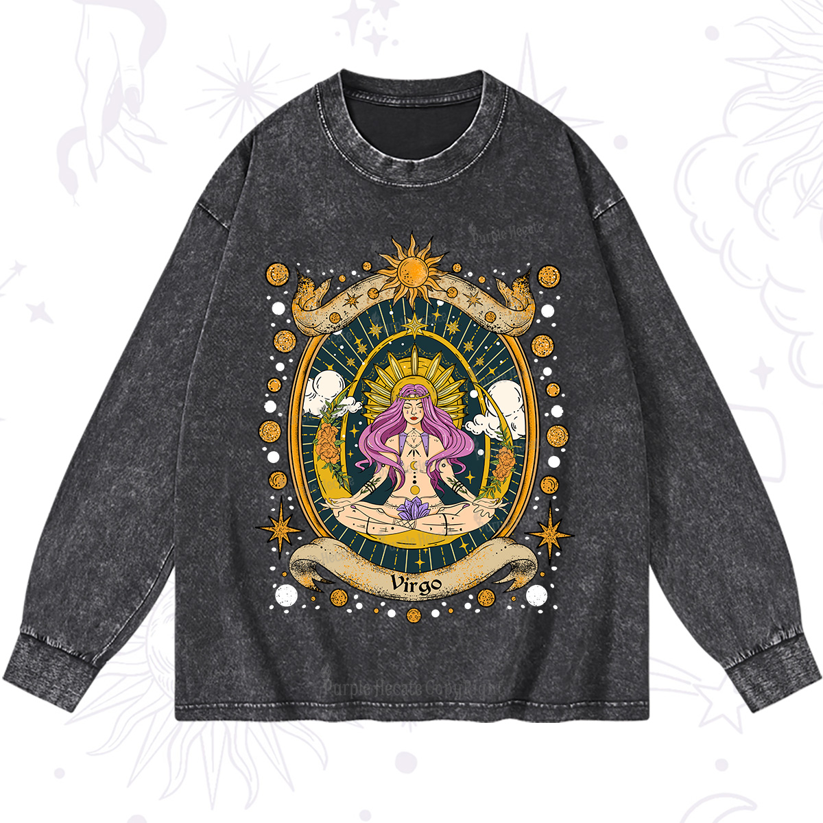 Purplehecate Virgo Radiance Zodiac Washed Long Sleeve Shirt