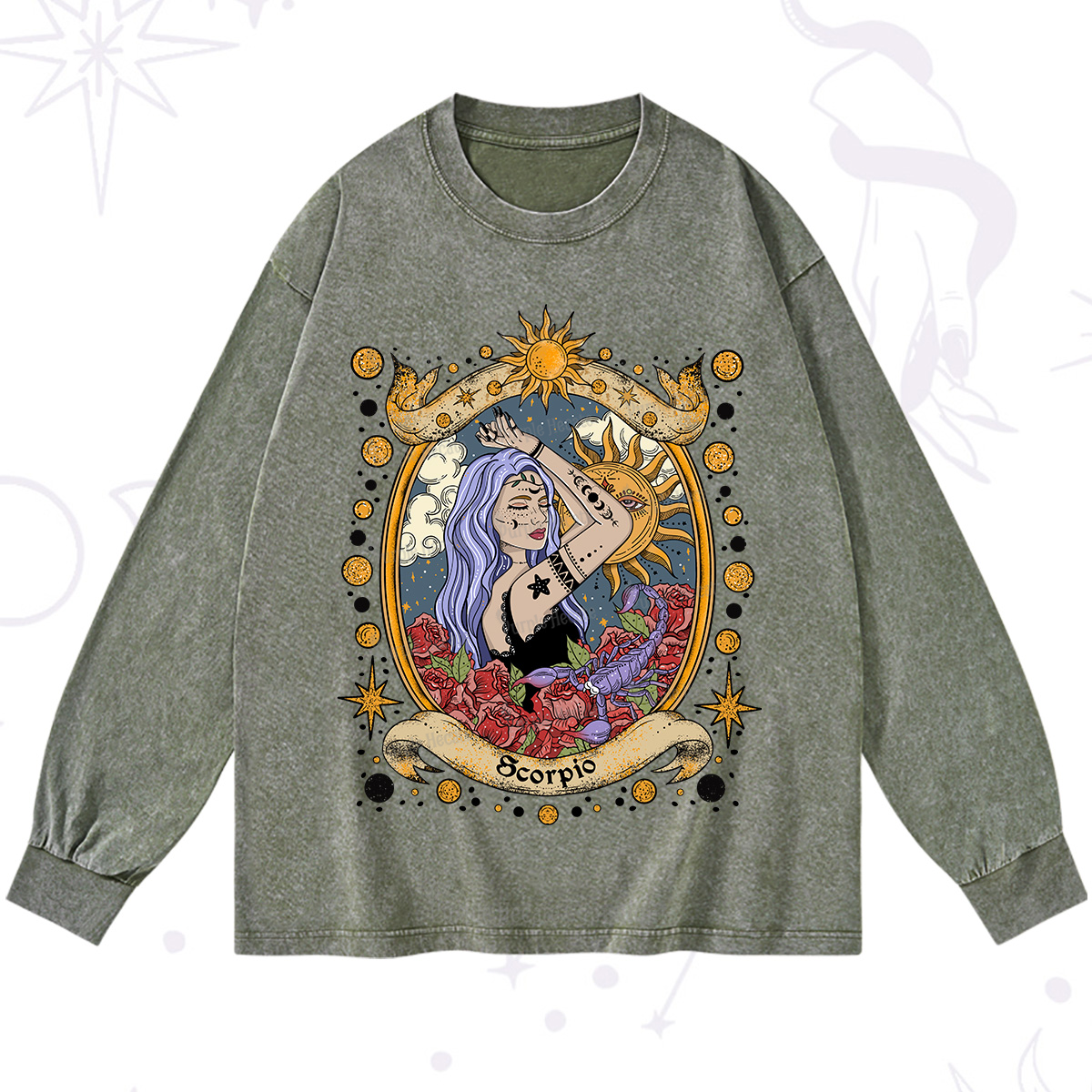 Purplehecate Scorpio Radiance Zodiac Washed Long Sleeve Shirt