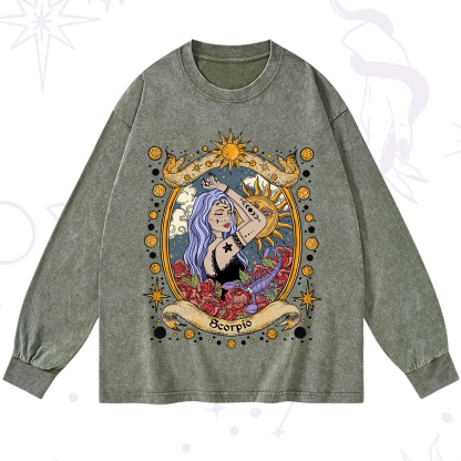 Purplehecate Scorpio Radiance Zodiac Washed Long Sleeve Shirt