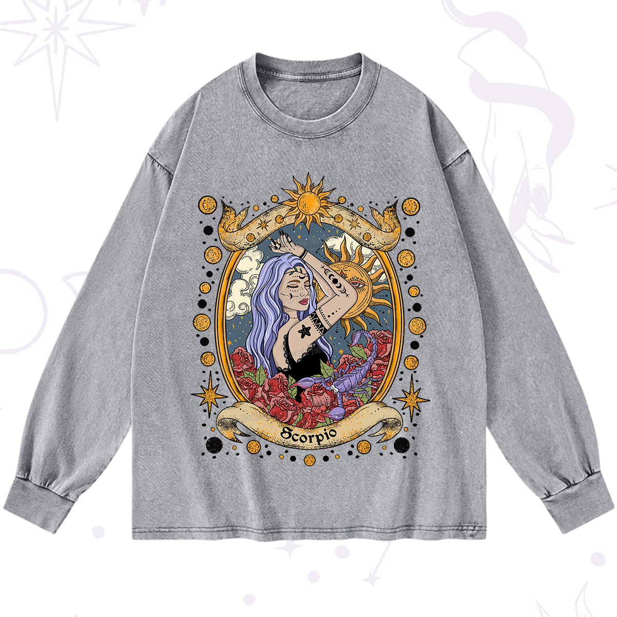 Purplehecate Scorpio Radiance Zodiac Washed Long Sleeve Shirt