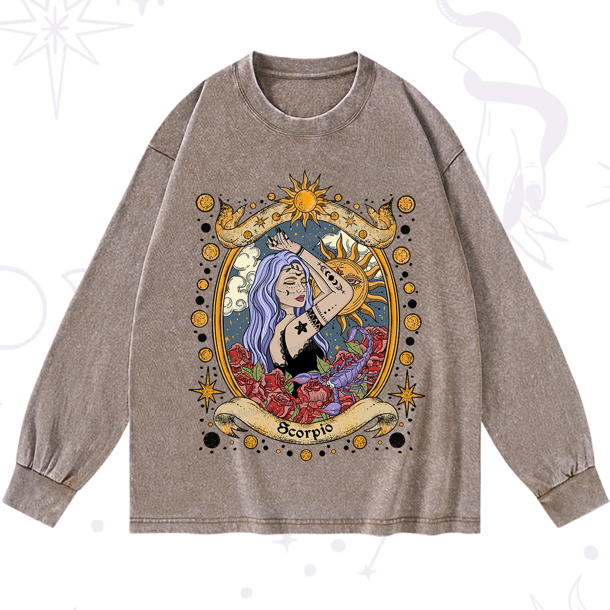 Purplehecate Scorpio Radiance Zodiac Washed Long Sleeve Shirt