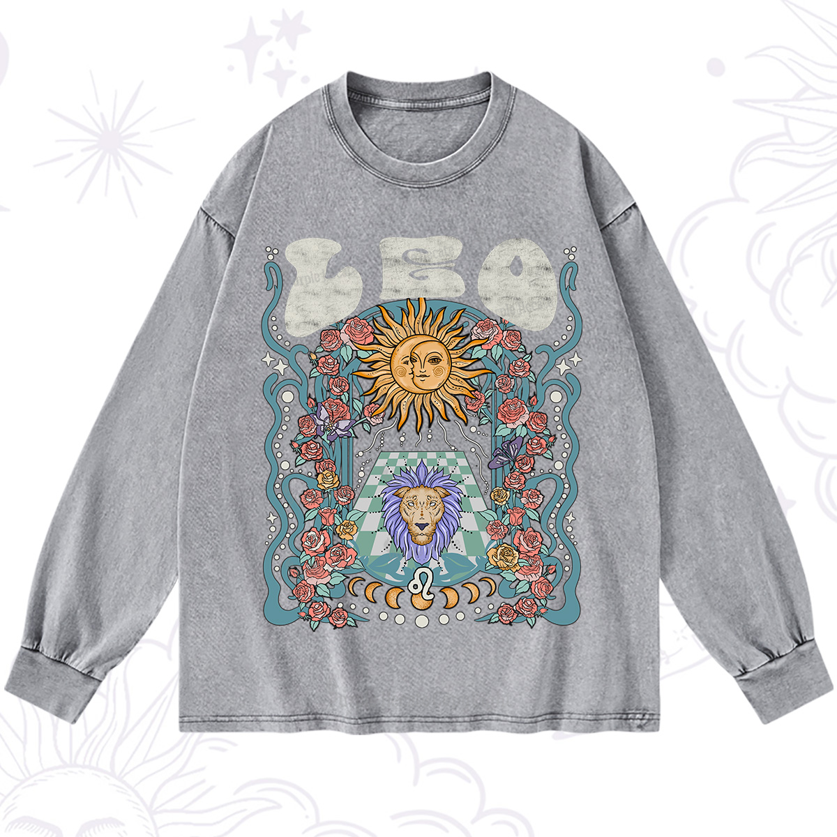 Purplehecate Leo Spirit Zodiac Washed Long Sleeve Shirt