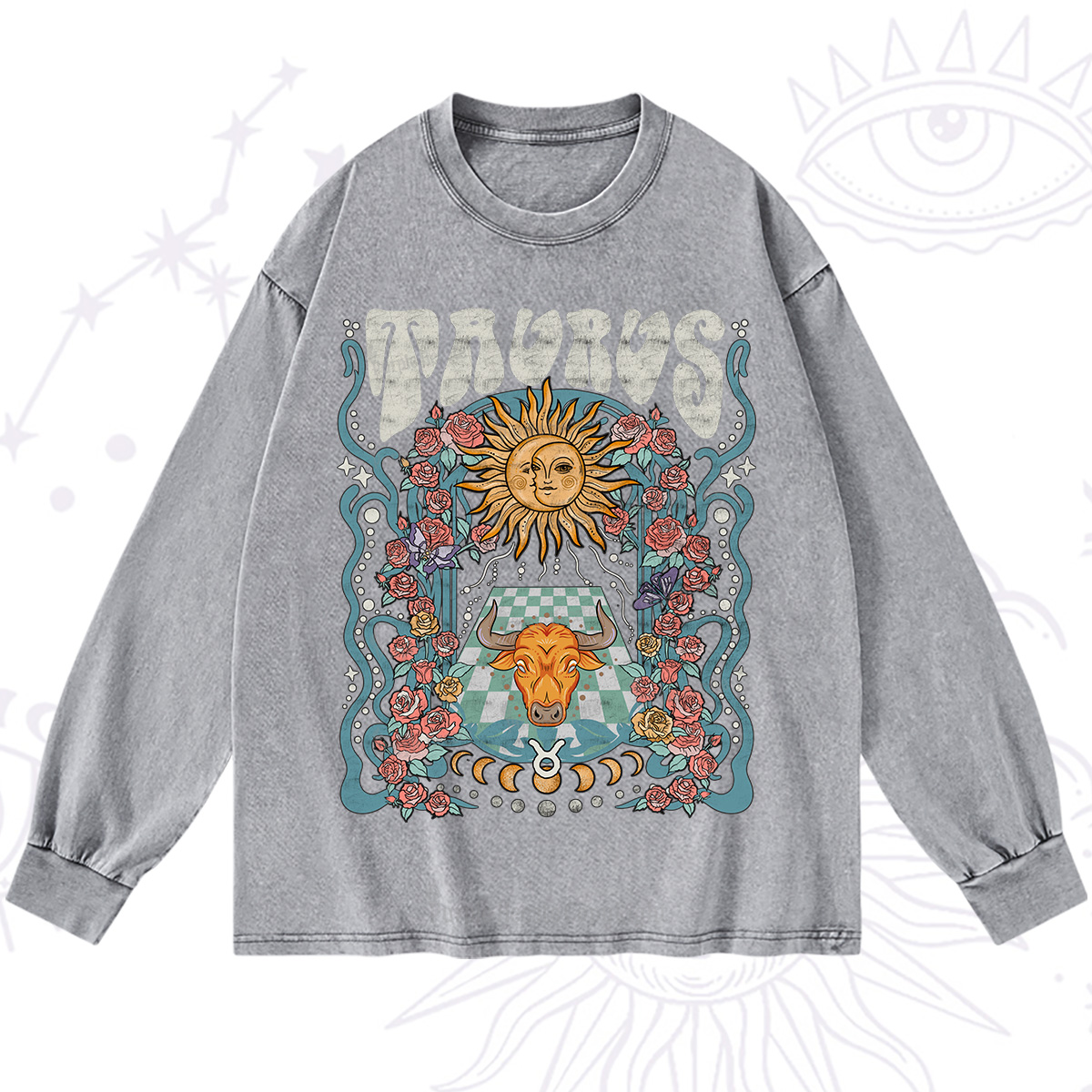 Purplehecate Taurus Spirit Zodiac Washed Long Sleeve Shirt