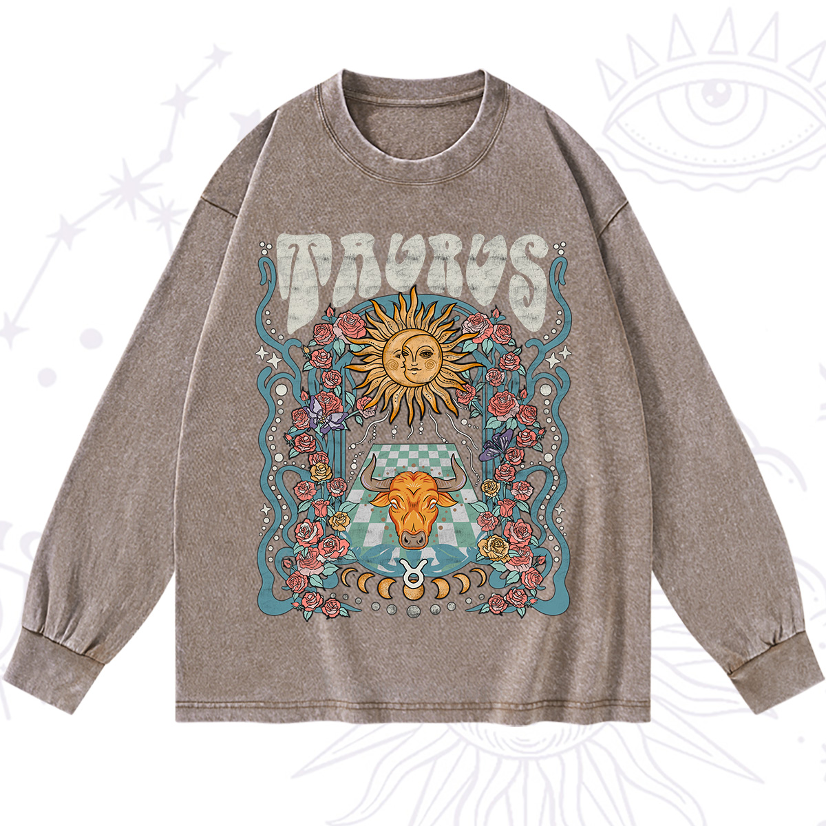 Purplehecate Taurus Spirit Zodiac Washed Long Sleeve Shirt