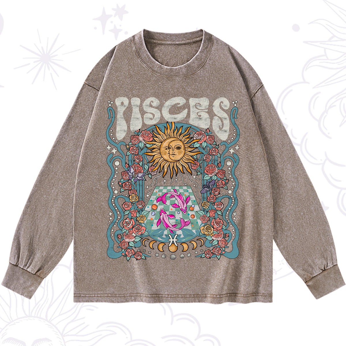 Purplehecate Pisces Spirit Zodiac Washed Long Sleeve Shirt