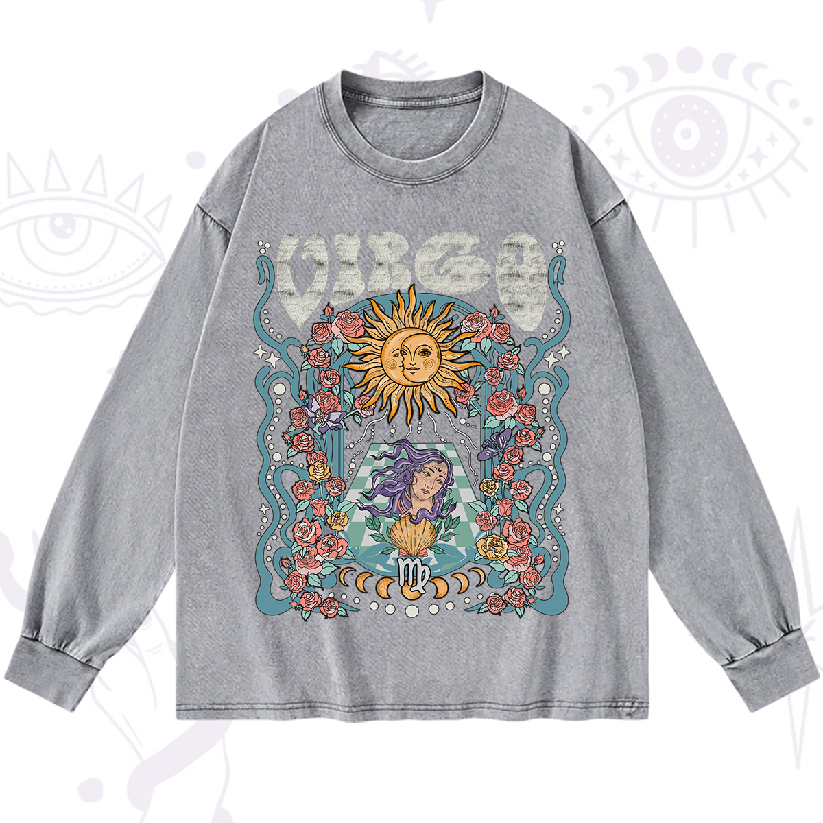 Purplehecate Virgo Spirit Zodiac Washed Long Sleeve Shirt