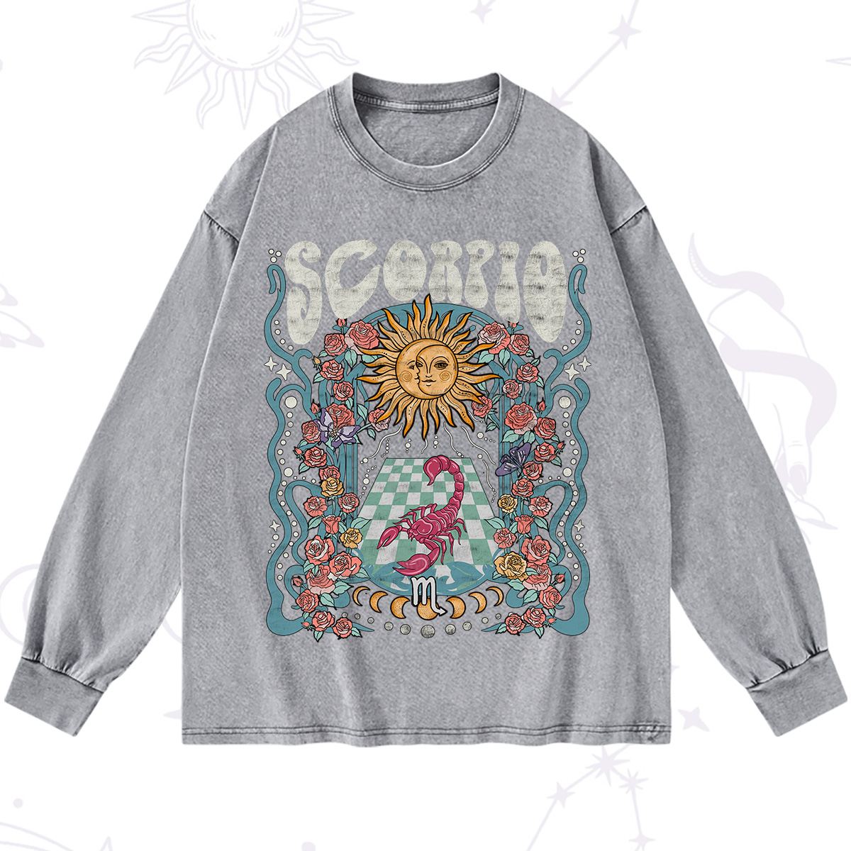 Purplehecate Scorpio Spirit Zodiac Washed Long Sleeve Shirt