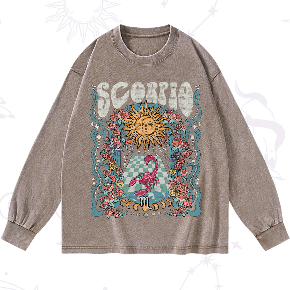 Purplehecate Scorpio Spirit Zodiac Washed Long Sleeve Shirt