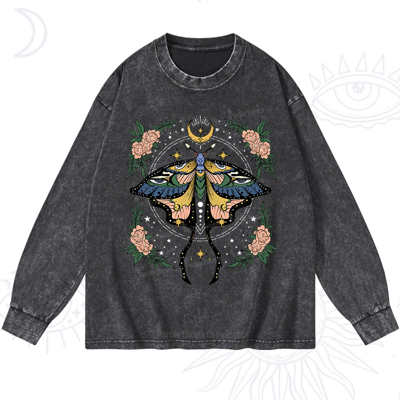Purplehecate Mystical Moth Washed Long Sleeve Shirt