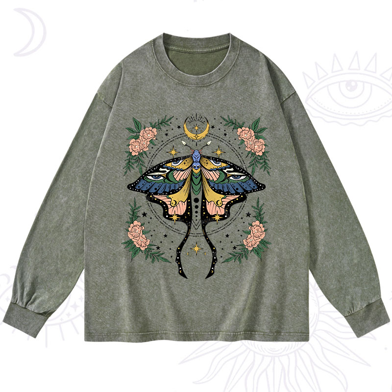Purplehecate Mystical Moth Washed Long Sleeve Shirt