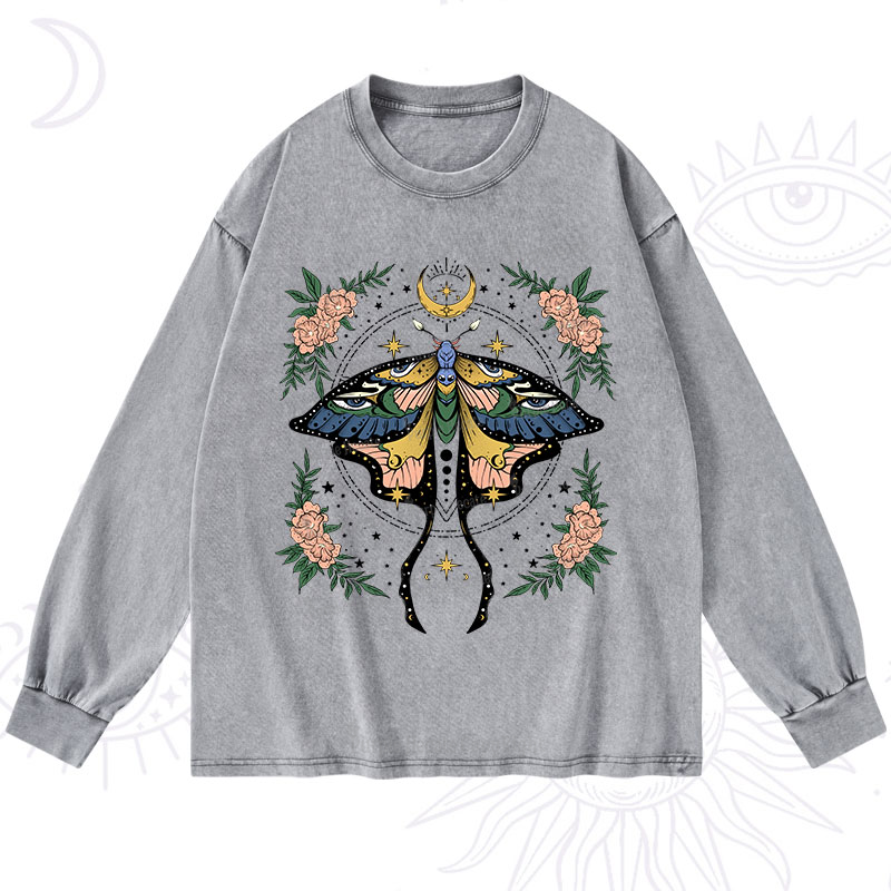 Purplehecate Mystical Moth Washed Long Sleeve Shirt