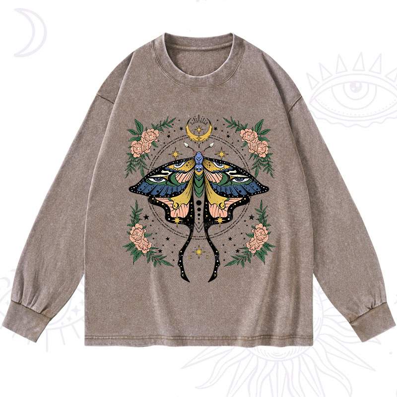 Purplehecate Mystical Moth Washed Long Sleeve Shirt