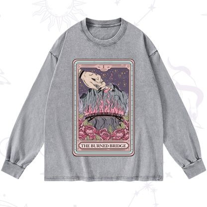 Purplehecate The Burned Bridge Tarot Washed Long Sleeve Shirt
