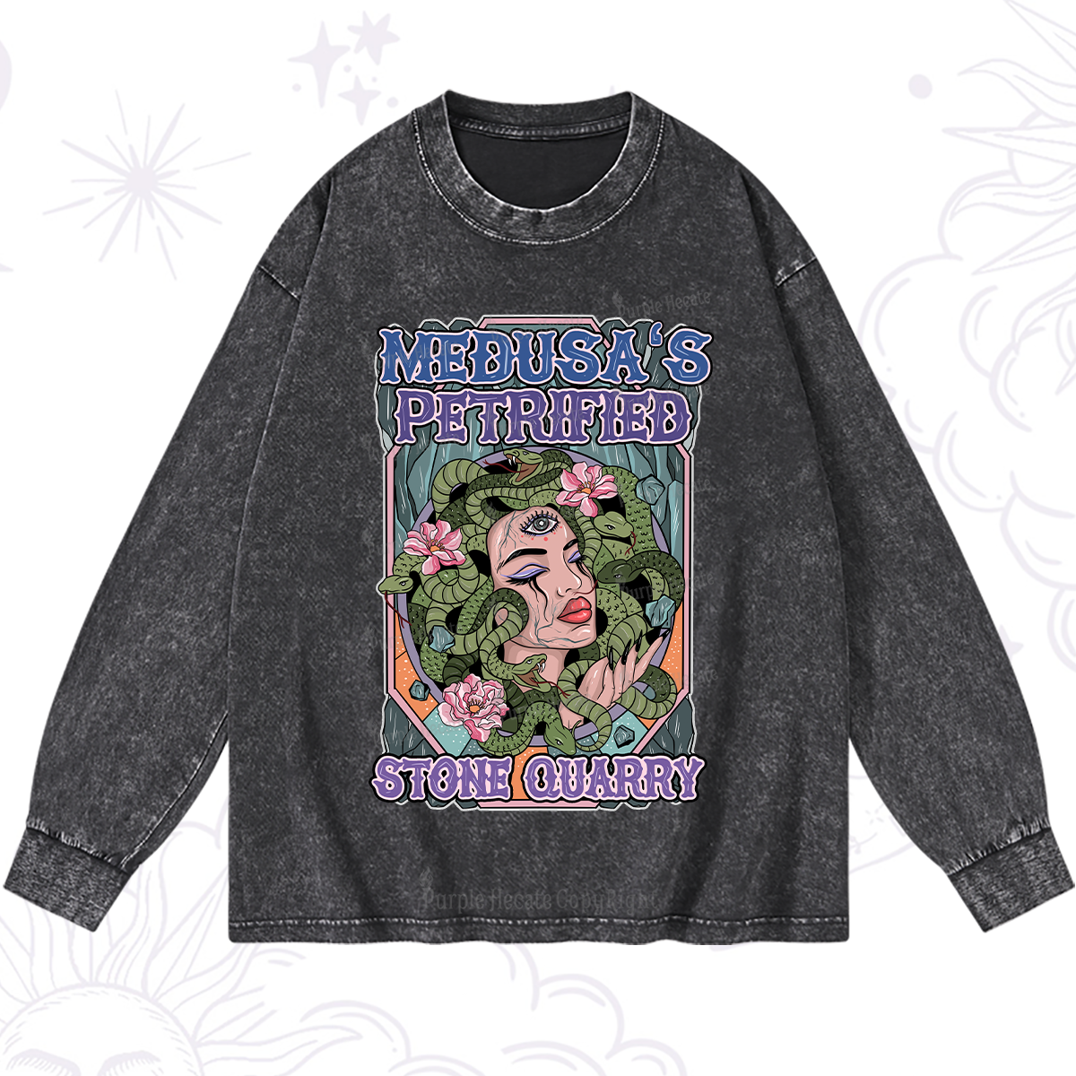 Purplehecate The Gorgon with Snake Hair Medusa Washed Long Sleeve Shirt