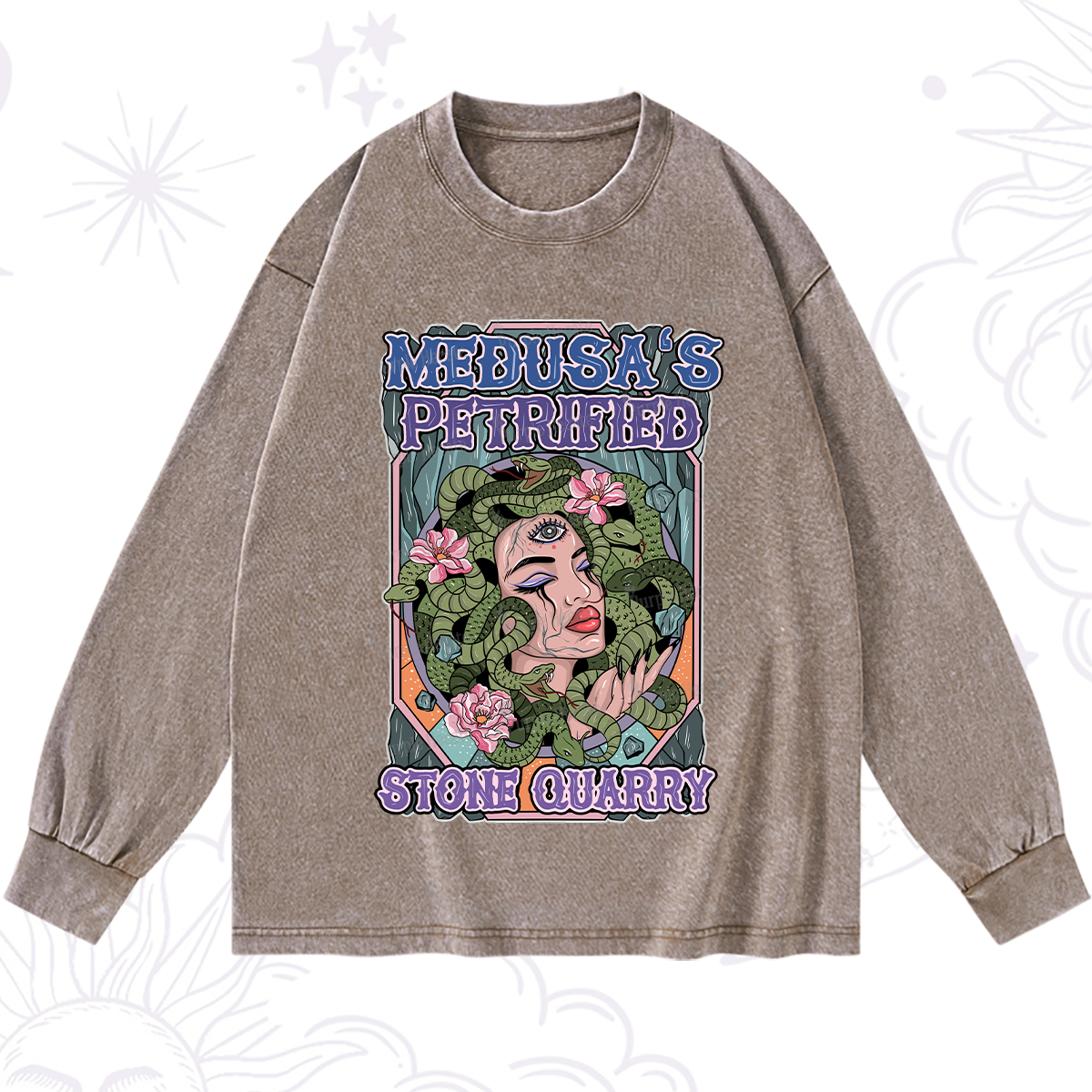 Purplehecate The Gorgon with Snake Hair Medusa Washed Long Sleeve Shirt