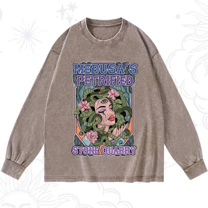 Purplehecate The Gorgon with Snake Hair Medusa Washed Long Sleeve Shirt