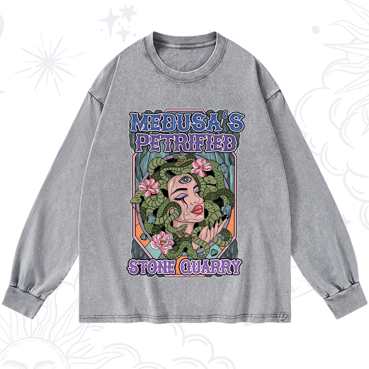 Purplehecate The Gorgon with Snake Hair Medusa Washed Long Sleeve Shirt
