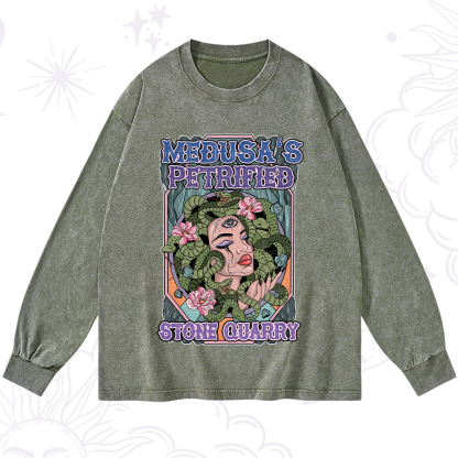Purplehecate The Gorgon with Snake Hair Medusa Washed Long Sleeve Shirt