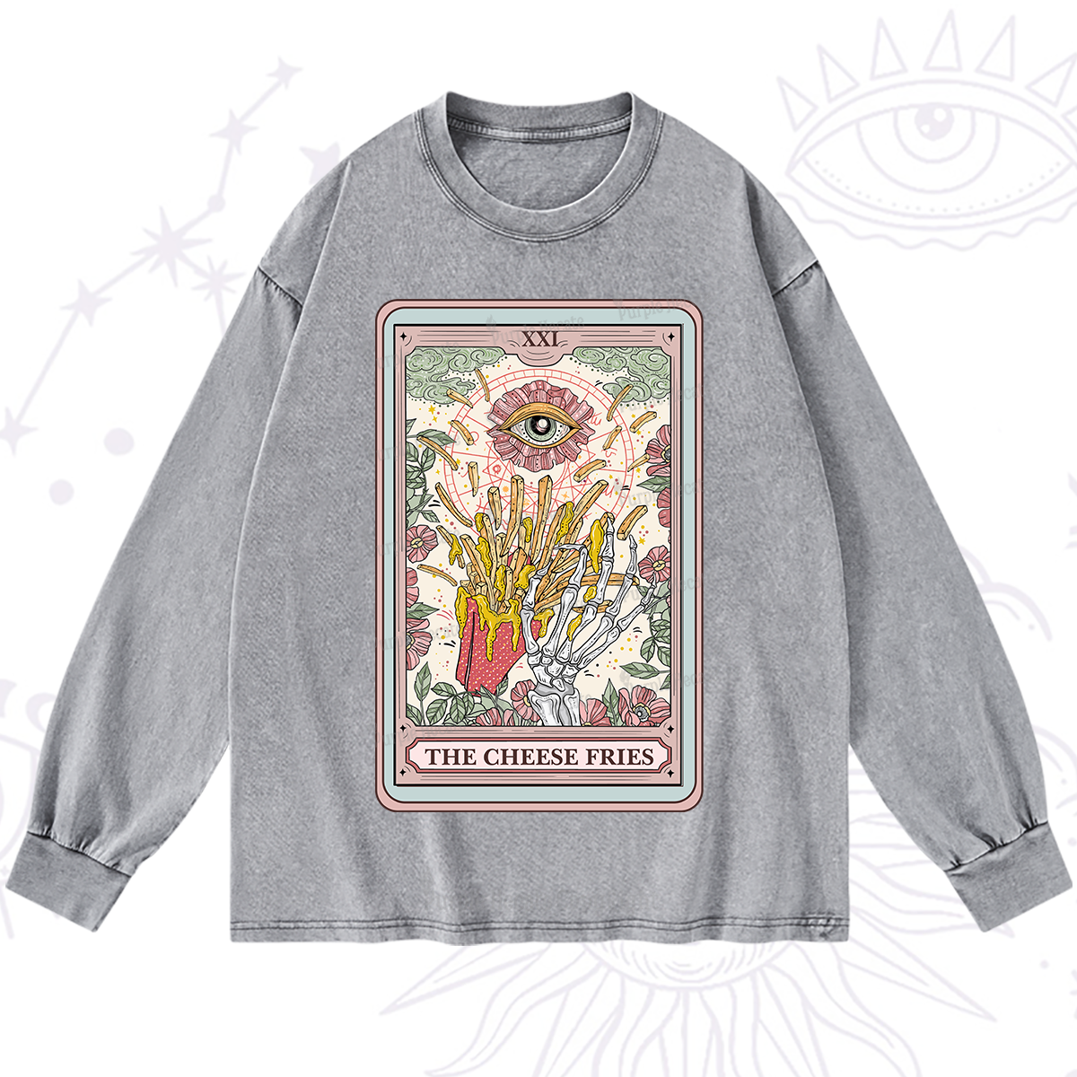 Purplehecate The Cheese Fries Tarot Washed Long Sleeve Shirt