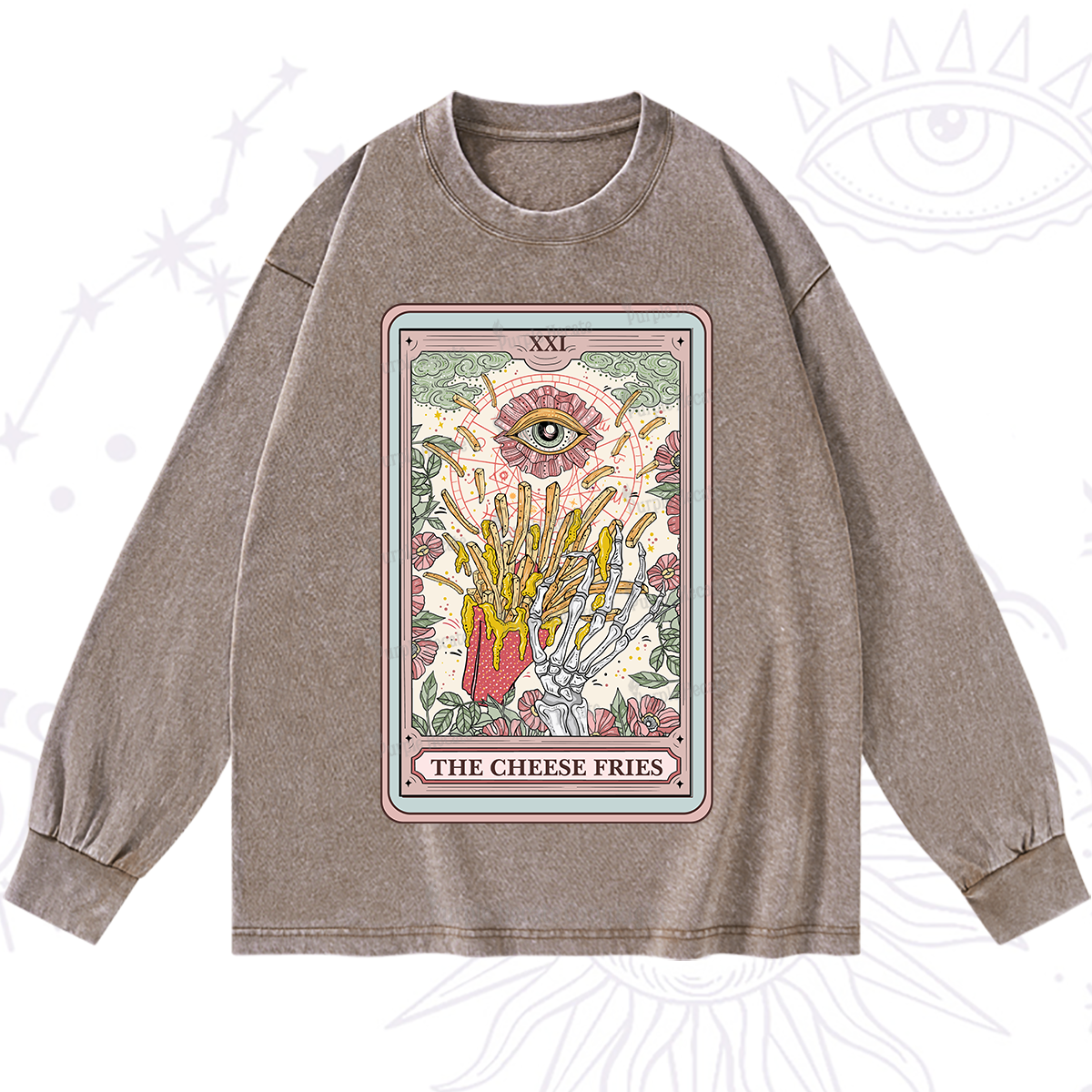 Purplehecate The Cheese Fries Tarot Washed Long Sleeve Shirt