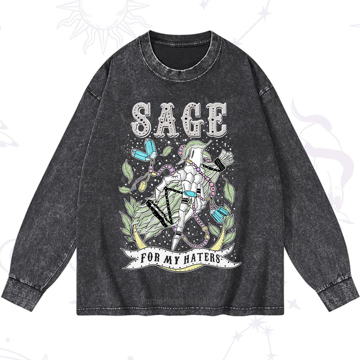 Purplehecate Sage For My Haters Washed Long Sleeve Shirt