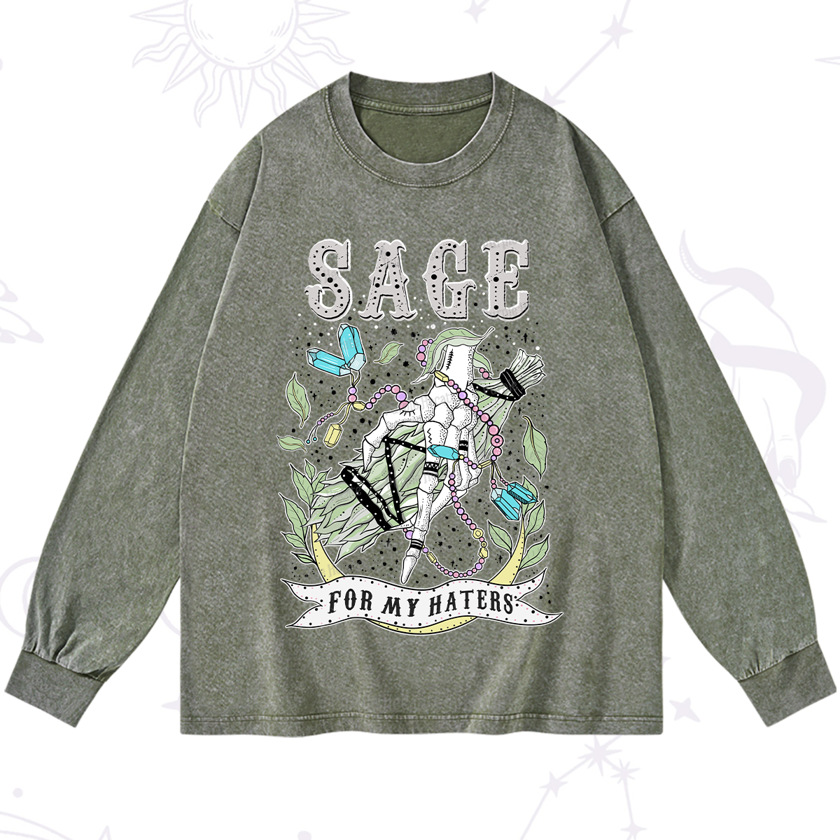 Purplehecate Sage For My Haters Washed Long Sleeve Shirt