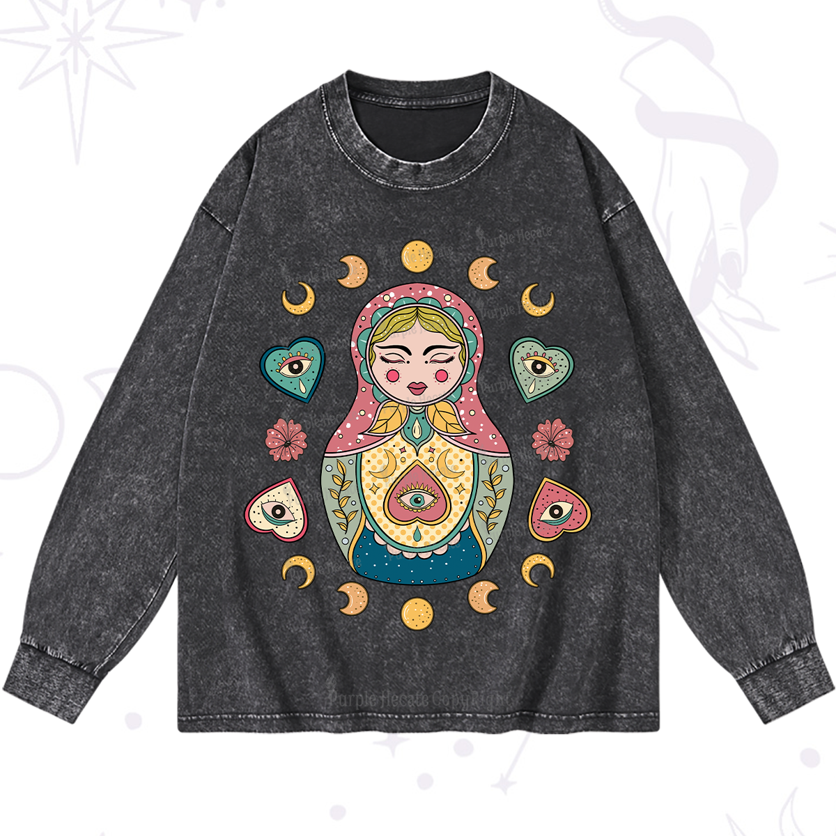 Purplehecate Nesting Doll Washed Long Sleeve Shirt