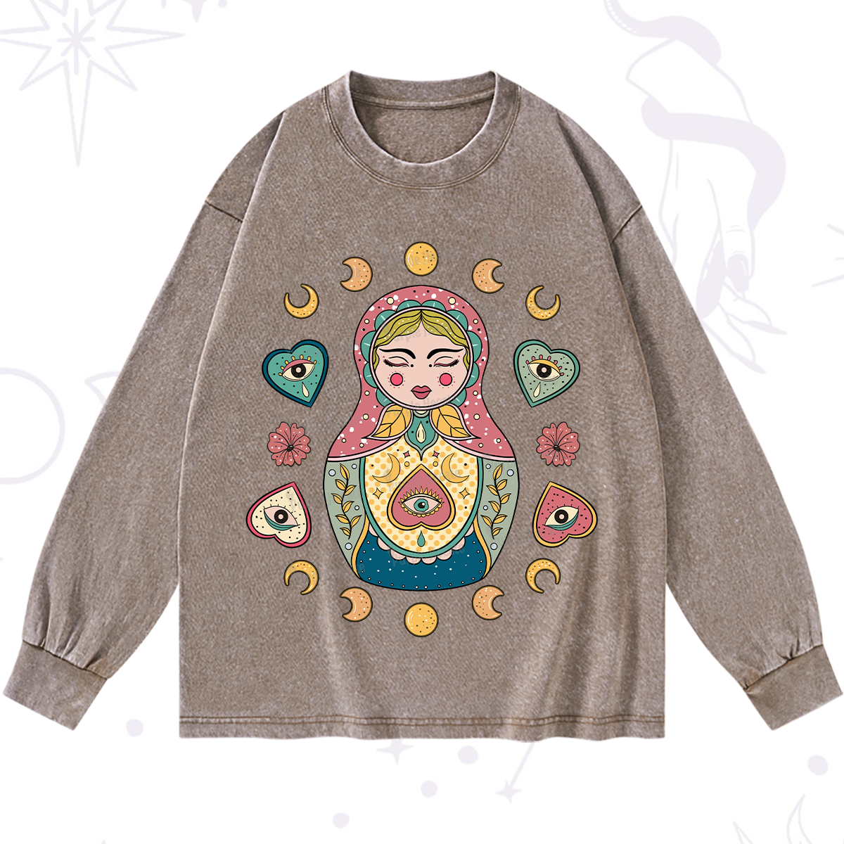 Purplehecate Nesting Doll Washed Long Sleeve Shirt