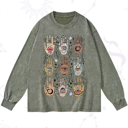 Purplehecate Helping Hands Washed Long Sleeve Shirt