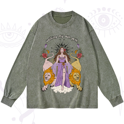 Purplehecate The Goddess Walking My Own Path Washed Long Sleeve Shirt