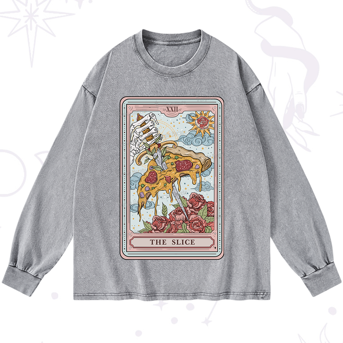 Purplehecate The Slice Food Tarot Washed Long Sleeve Shirt