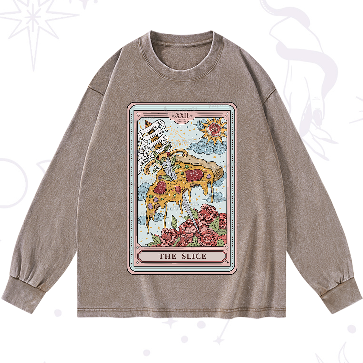 Purplehecate The Slice Food Tarot Washed Long Sleeve Shirt