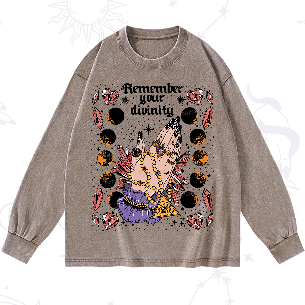 Purplehecate Remember Your Divinity Washed Long Sleeve Shirt