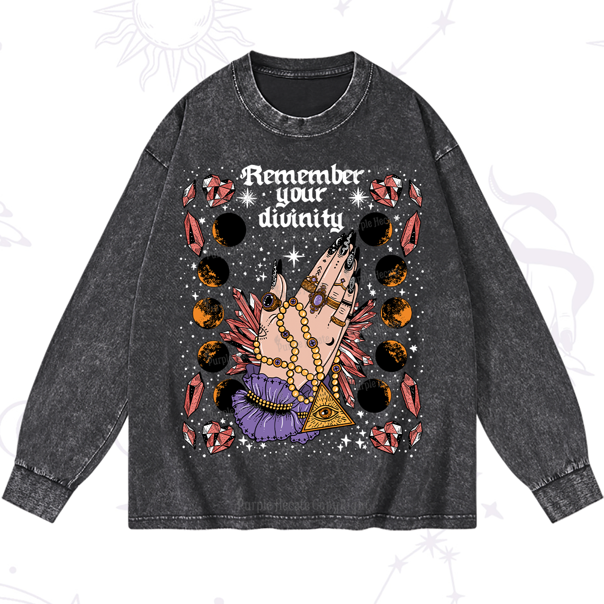 Purplehecate Remember Your Divinity Washed Long Sleeve Shirt