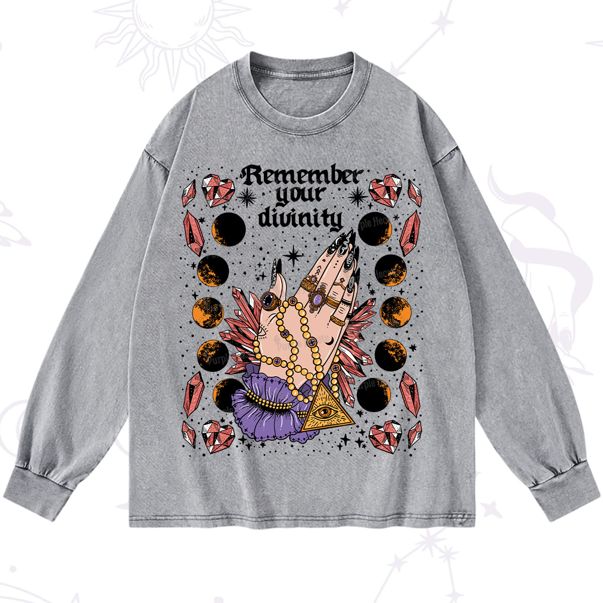 Purplehecate Remember Your Divinity Washed Long Sleeve Shirt