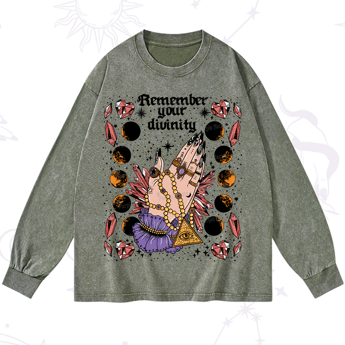 Purplehecate Remember Your Divinity Washed Long Sleeve Shirt