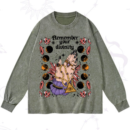 Purplehecate Remember Your Divinity Washed Long Sleeve Shirt