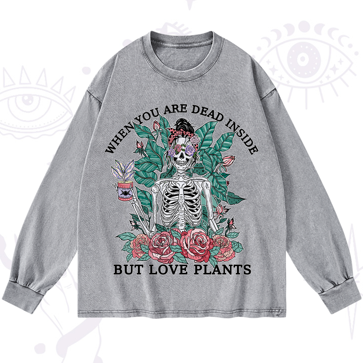 Purplehecate When You Dead Inside Washed Long Sleeve Shirt