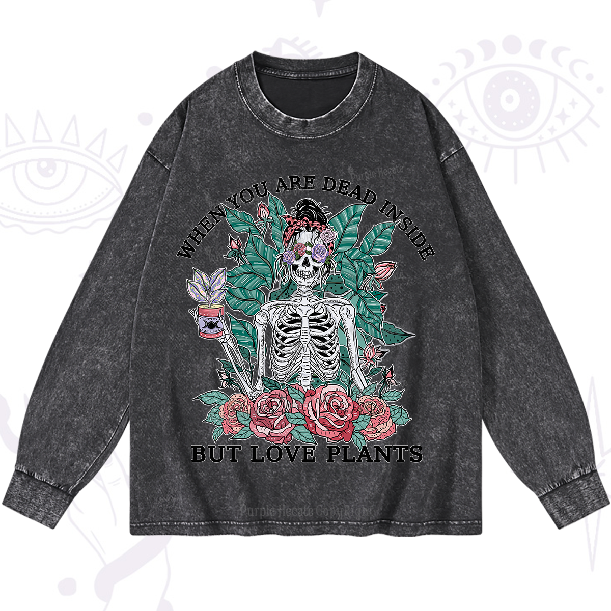 Purplehecate When You Dead Inside Washed Long Sleeve Shirt