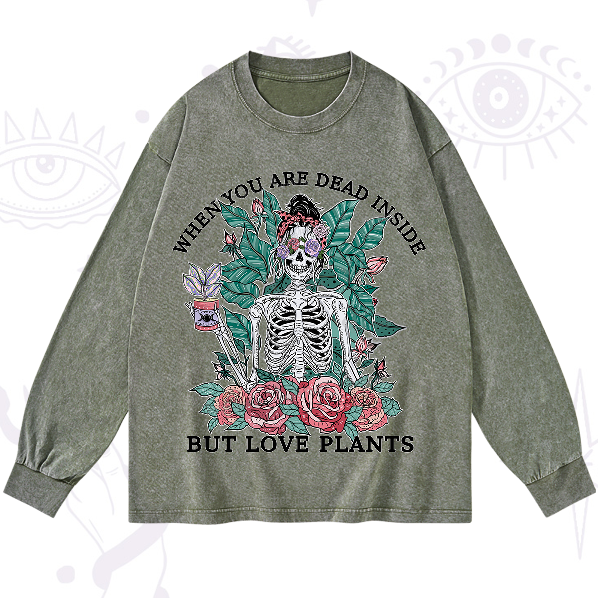 Purplehecate When You Dead Inside Washed Long Sleeve Shirt