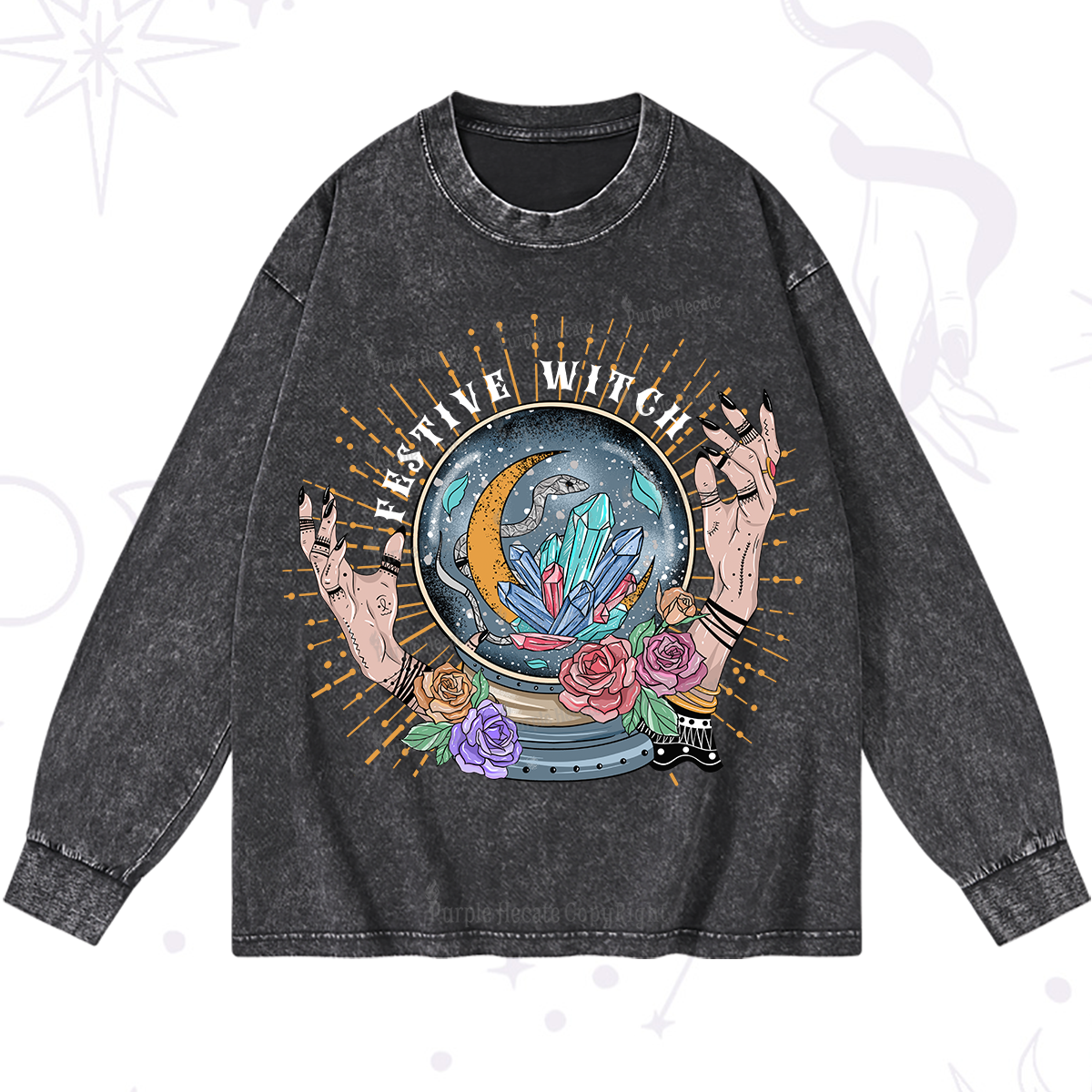 Purplehecate Festive Witch Washed Long Sleeve Shirt