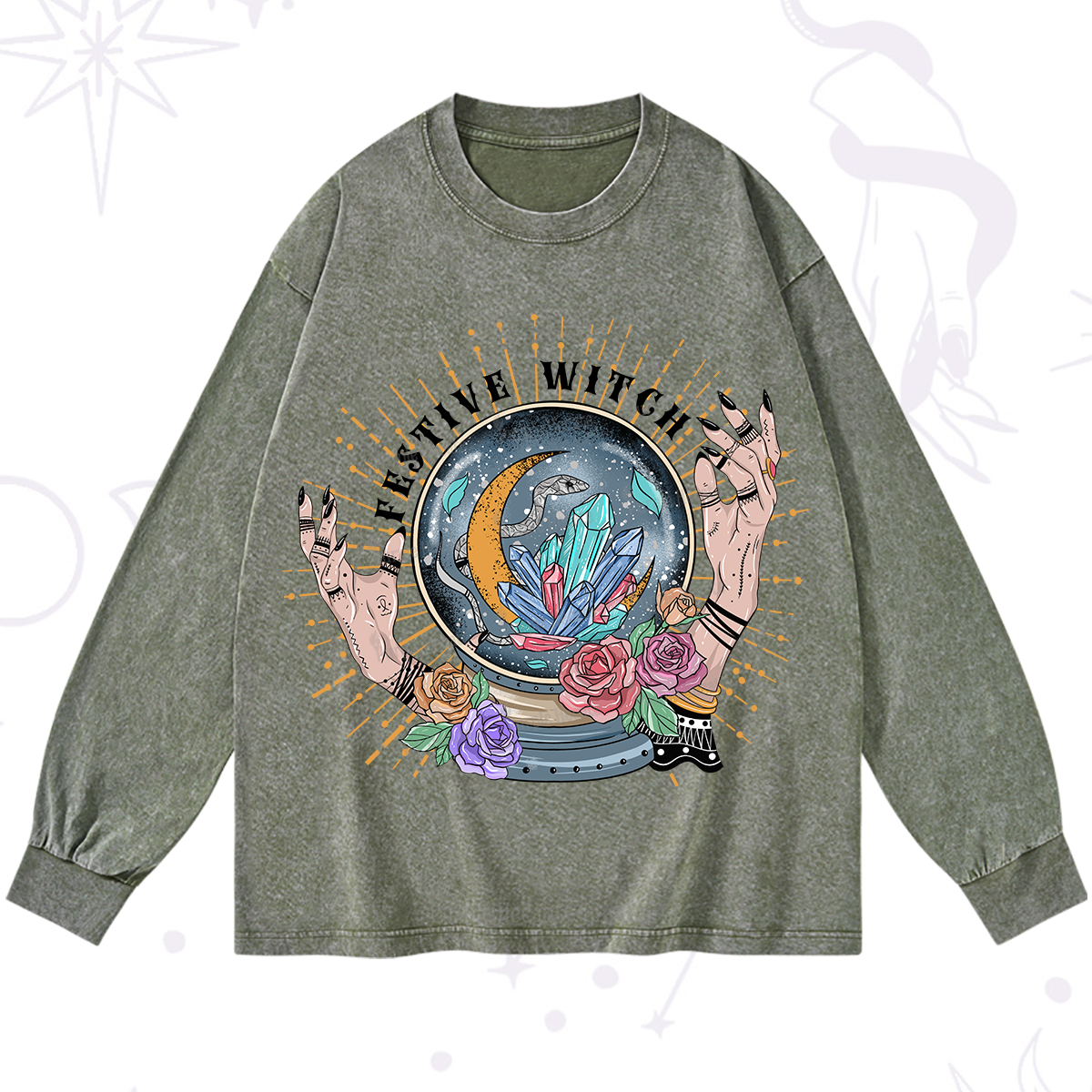 Purplehecate Festive Witch Washed Long Sleeve Shirt