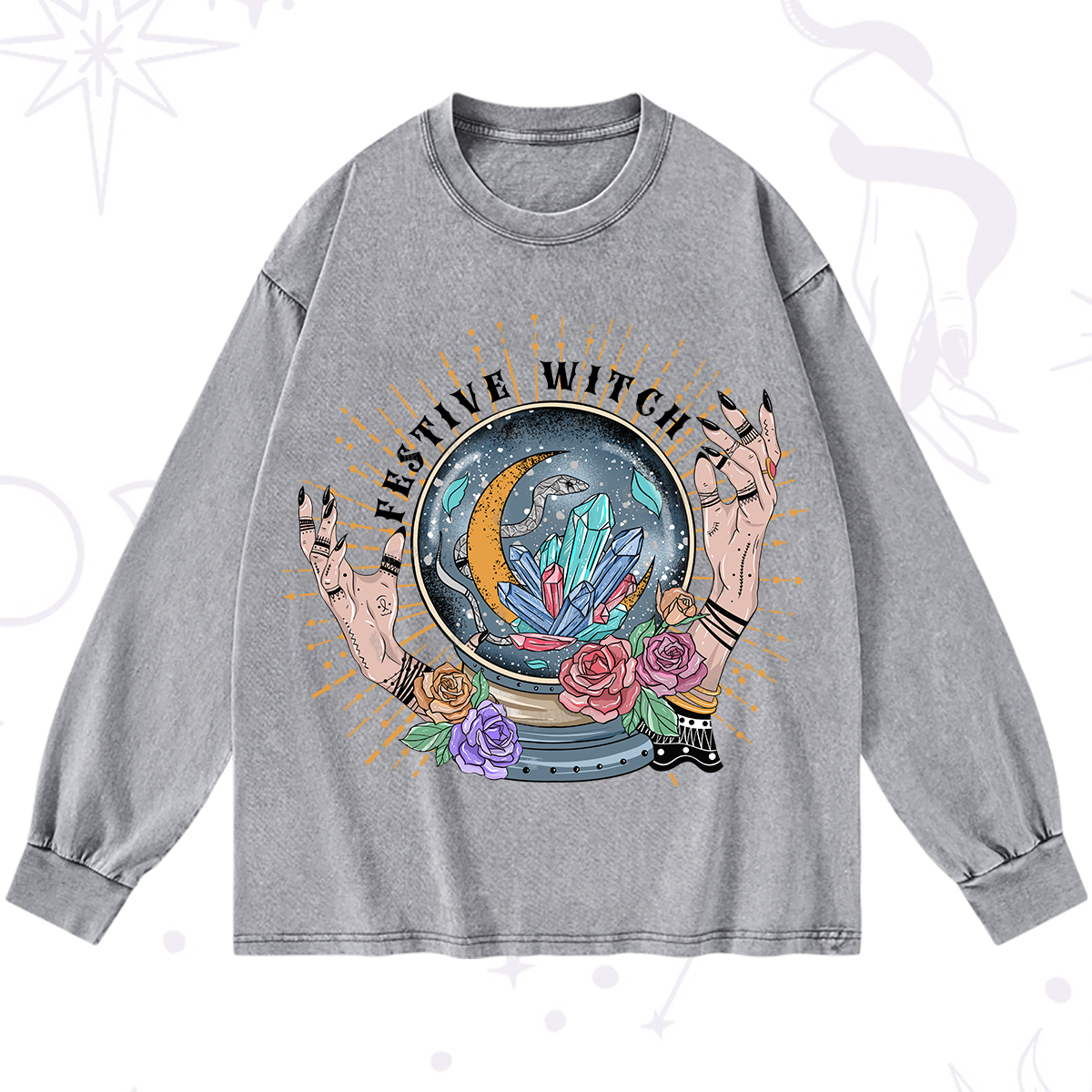 Purplehecate Festive Witch Washed Long Sleeve Shirt