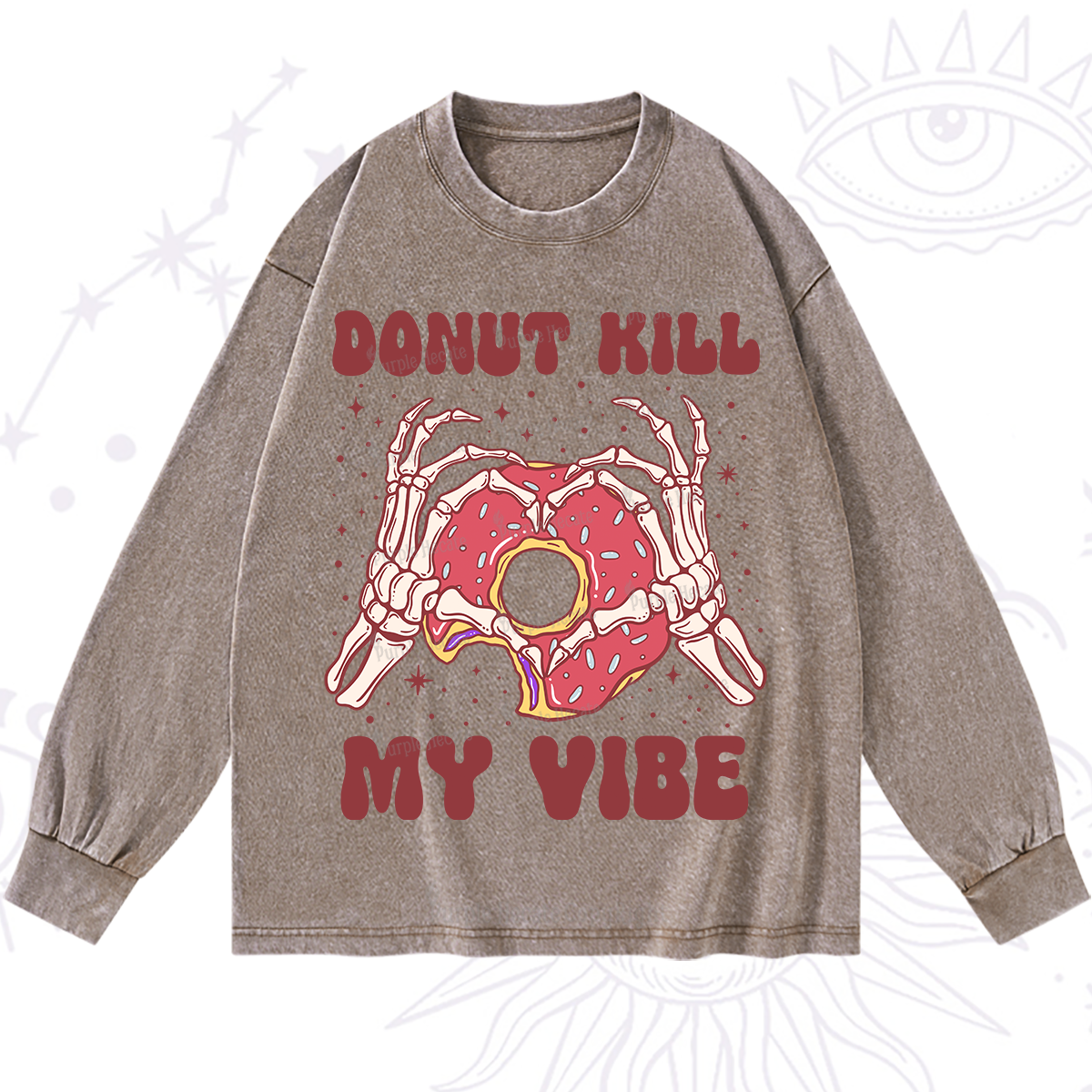 Purplehecate Donut Kill My Vibe Washed Long Sleeve Shirt