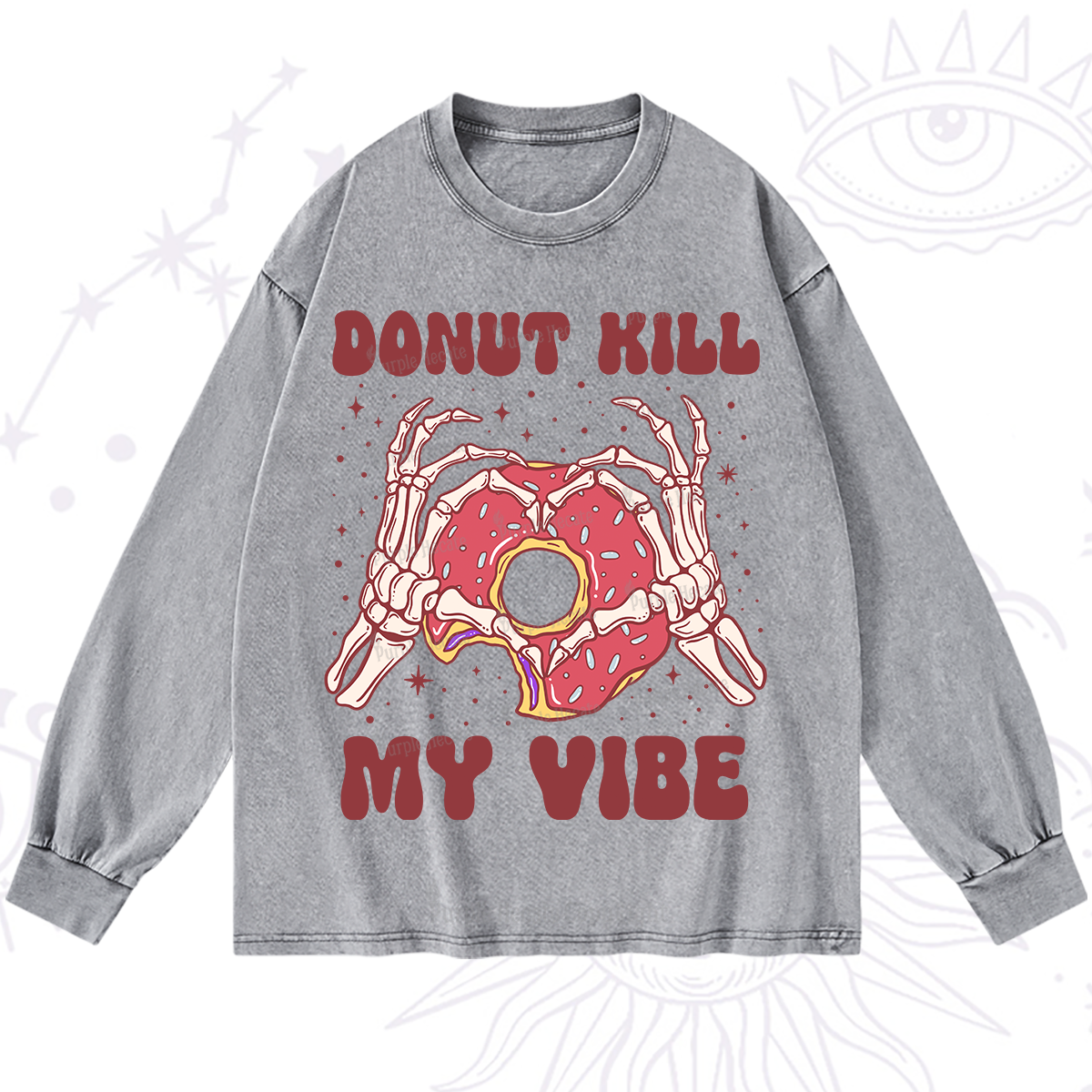 Purplehecate Donut Kill My Vibe Washed Long Sleeve Shirt