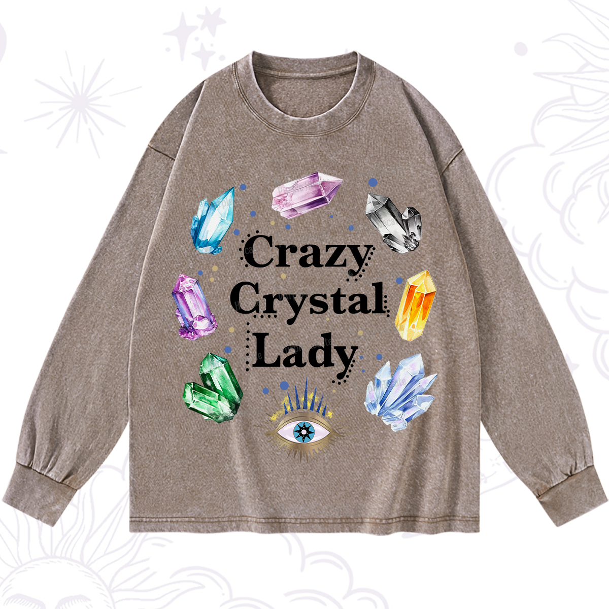 Purplehecate Crazy Crystal Lady Washed Long Sleeve Shirt