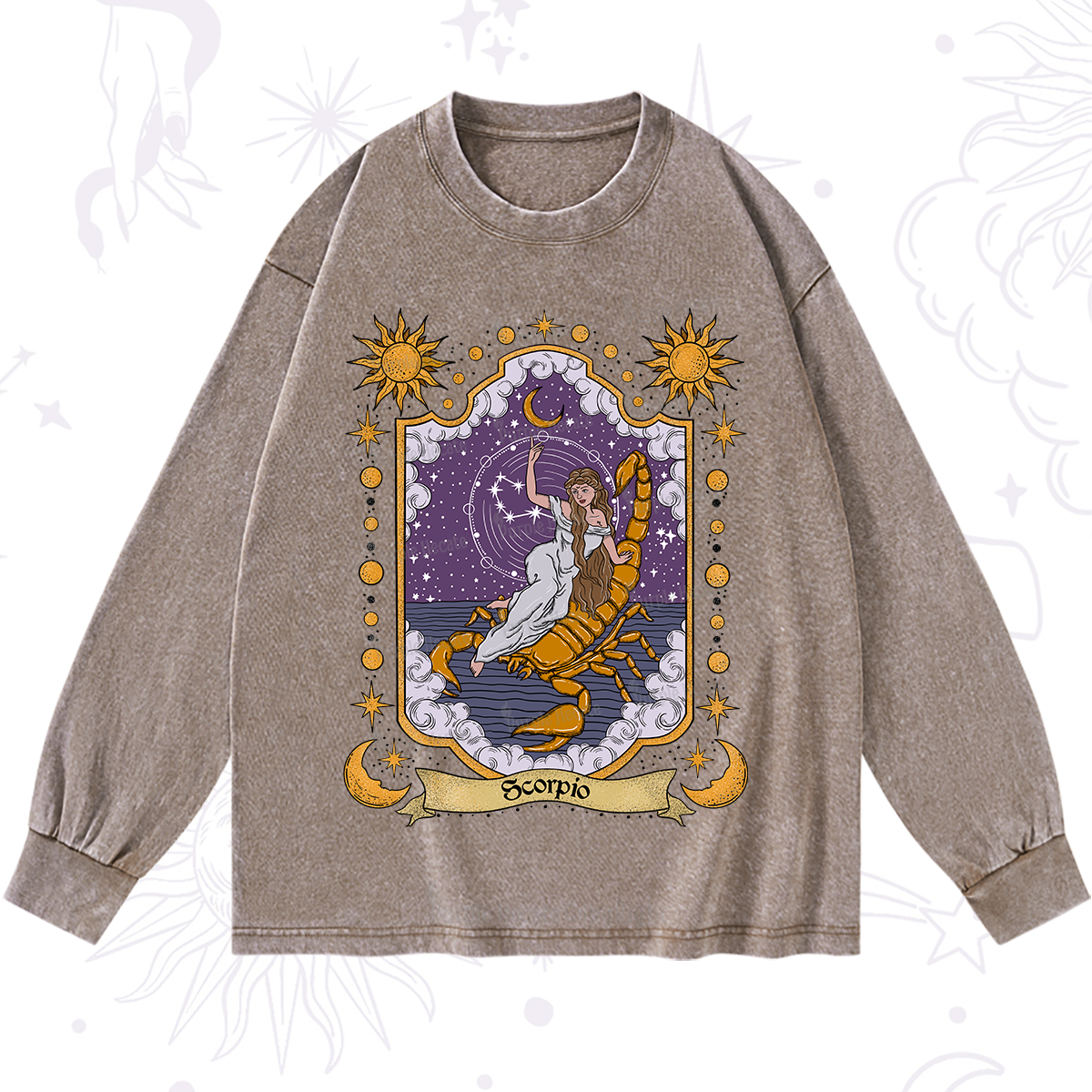 Purplehecate Scorpio Zodiac Washed Long Sleeve Shirt