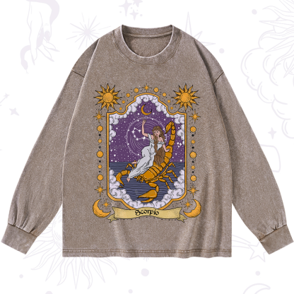 Purplehecate Scorpio Zodiac Washed Long Sleeve Shirt